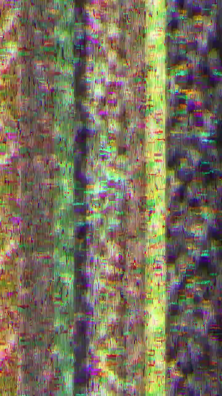Digital Glitch Effect with Vertical Lines and Colorful Pixels