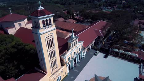 aerial drone shot of our lady of the most holy rosary of manaoag church in pangasinan