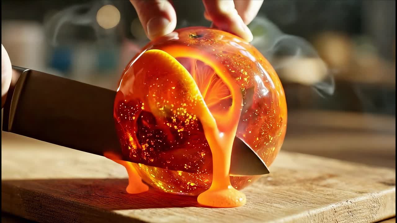 Cutting a Glowing Orange with Molten Core