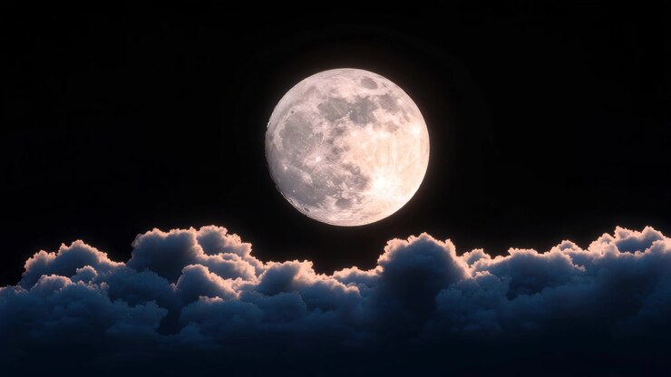 Lua Cheia Brilhando Acima de Nuvens Escuras à Noite