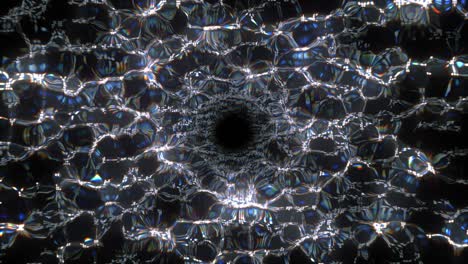 wormhole in space moving through seamless. abstract rippled pattern tunnel looped 3d animation.