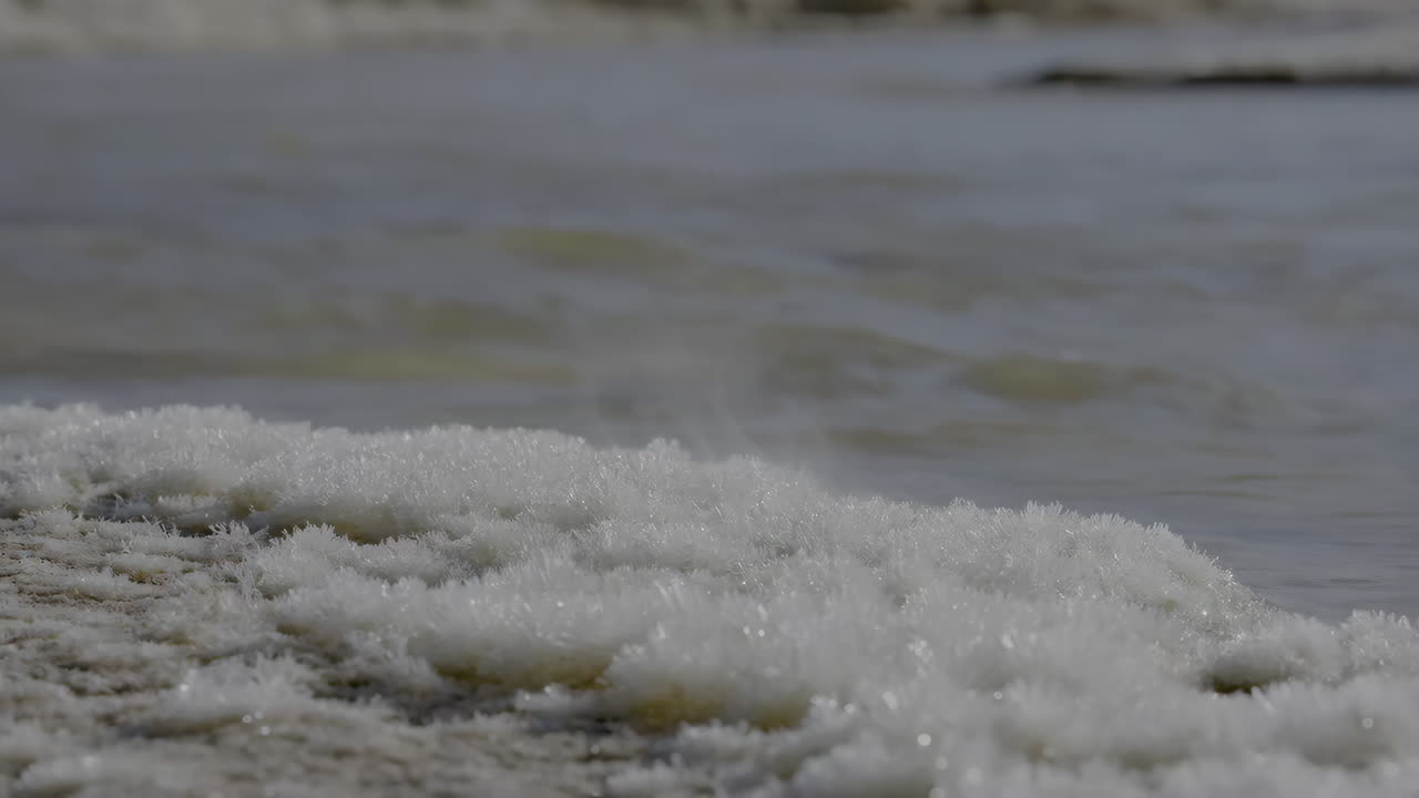 Salt crystals on a lake shore