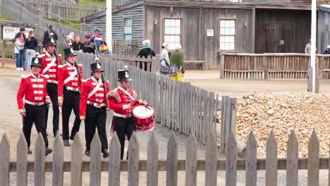 royal guards marching in historical reenactment