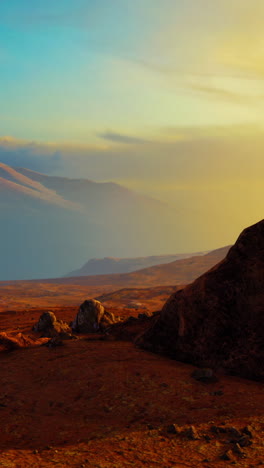 sunrise over a red desert mountain landscape