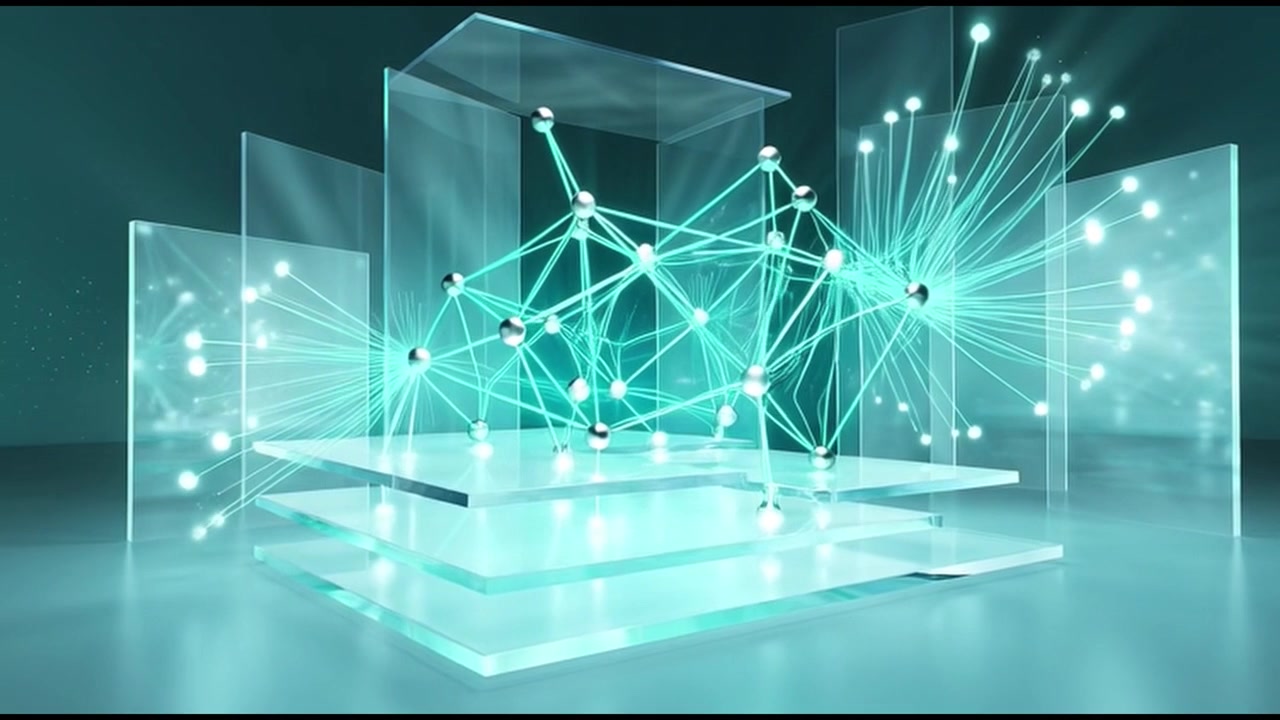 Abstract Digital Network Connection with Glowing Nodes and Lines