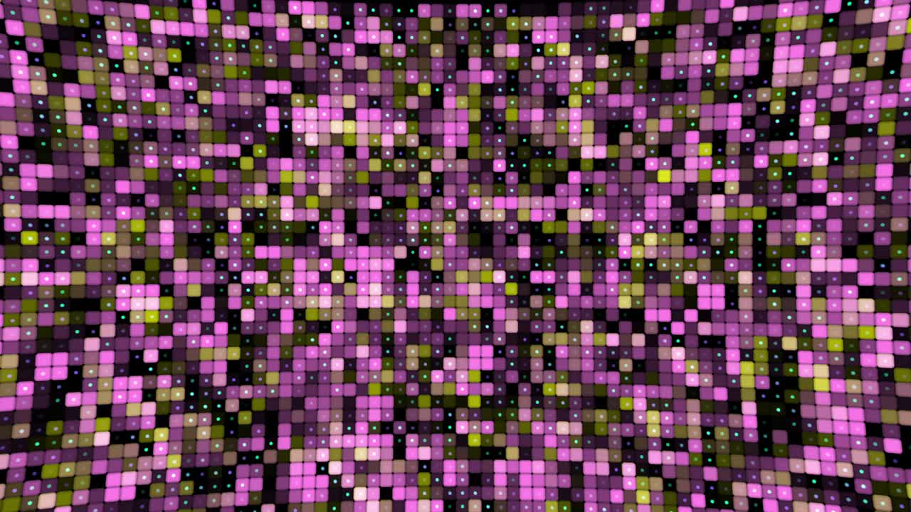 azulejos cuadrados abstractos amarillos y rosados en mosaico animado de bucle sin costuras. fondo gráfico de movimiento simple