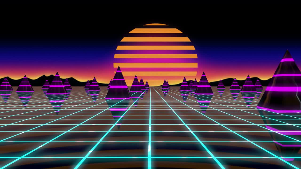 추상적인 풍경에서 해가 지는 모습