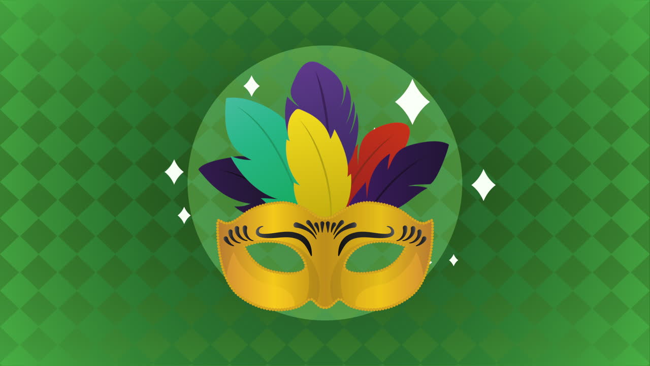 máscara de carnaval con plumas de colores