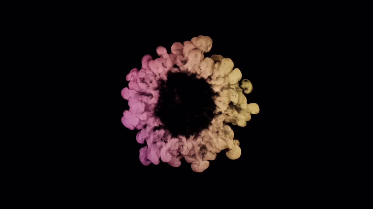 Abstract Colorful Smoke Explosion on Black Background