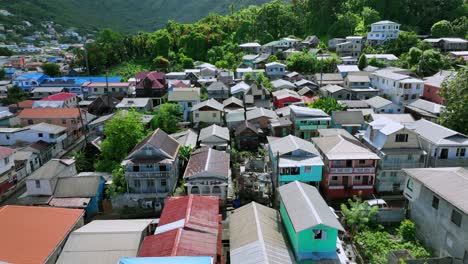 Rising-drone-shot-of-colorful-houses-and-homes-in-exotic-island-of-St