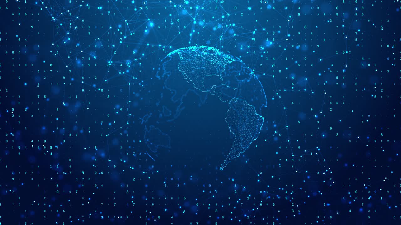 Global technology 3d earth digital connected network background worldwide big data cloud world