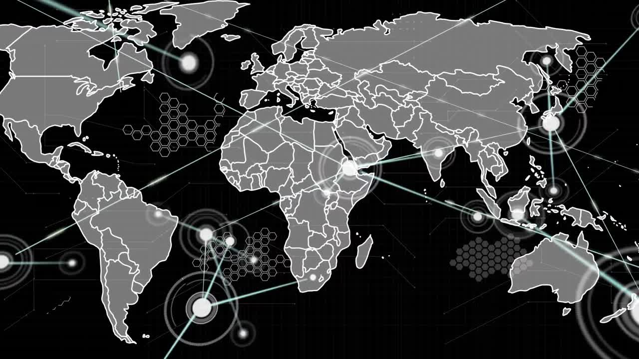 Animation of network of connection over world map