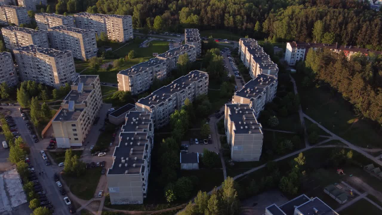 Orbit Shot of a Soviet Planned Residential District Fabijoniskes in Vilnius, Lithuania, HBO Chernobyl filming location