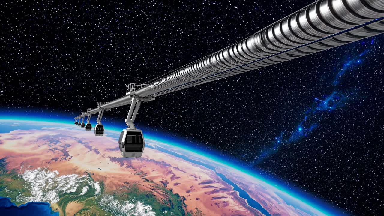 ascensor espacial por encima de la tierra