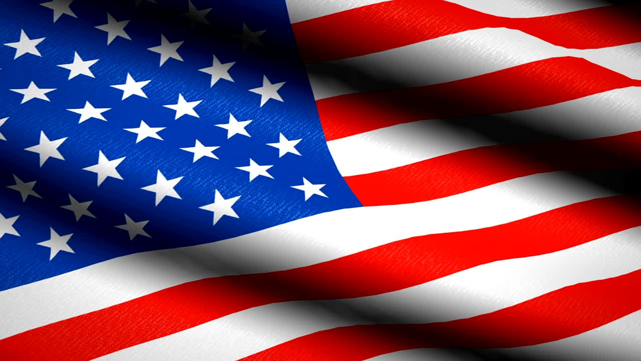 bandera de los estados unidos ondeando fondo textil con textura. animación de bucle sin costuras. pantalla completa. movimiento lento. video 4k