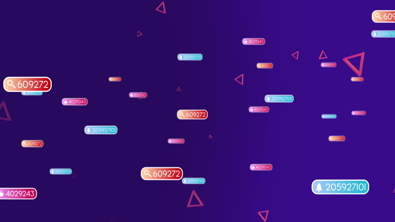 Animation of social media icons and text over purple background