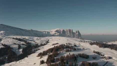 rising dolly forward drone shot over seiser alm plateau dolomites