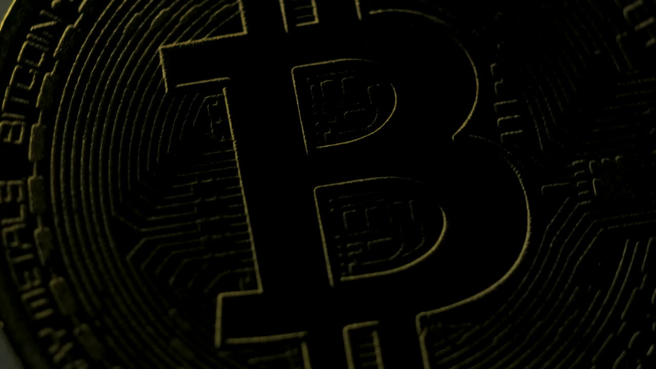 Concept virtual currency rotated in slow motion