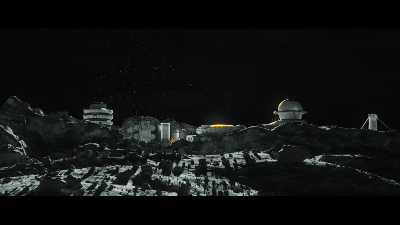 Moon surface with a lunar base