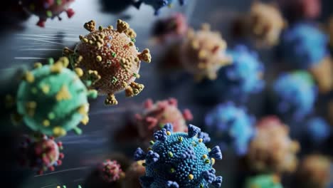 a detailed examination of the intricate structure of viruses is presented, highlighting their shapes, sizes, and colors. this visualization aids in understanding their complexity and behavior.