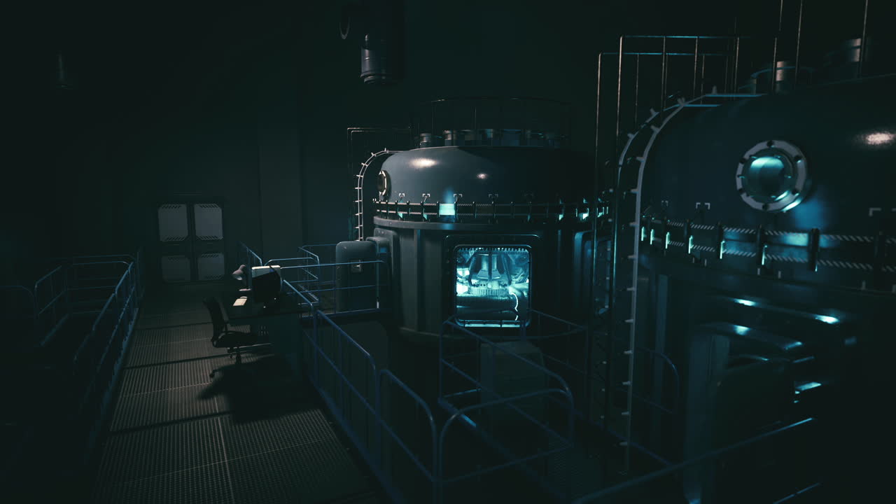 laboratorio futurista con tecnología brillante y ajustes oscuros en investigación avanzada