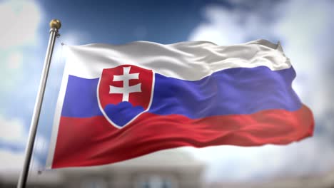 slovakia flag waving slow motion 3d rendering blue sky background - seamless loop 4k