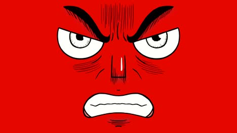 hand drawn animation of an angry face isolated on red background