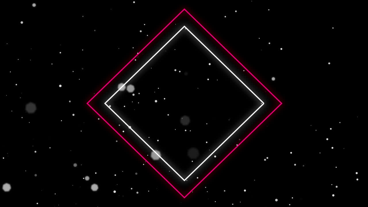 검은색 배경 위에 다채로운 기하학적 모양의 애니메이션