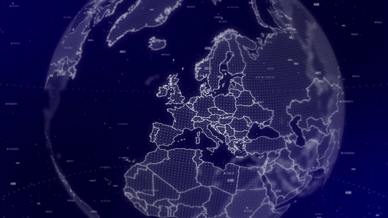 A captivating cinematic video background showcases a digital globe rotating, zooming in on Luxembourg | A Digital globe rotating in on Luxembourg country commercial video background in 4K | Europe