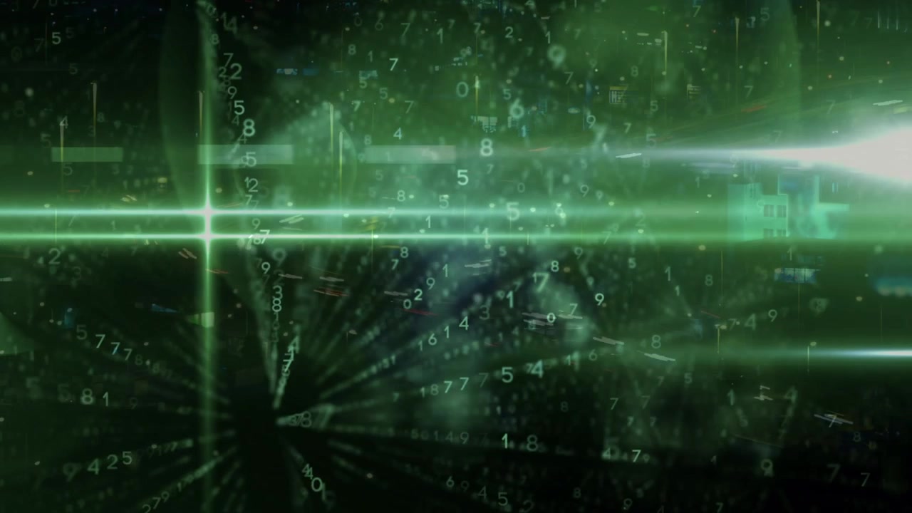 Animation of data processing and binary coding over road traffic in fast motion in city