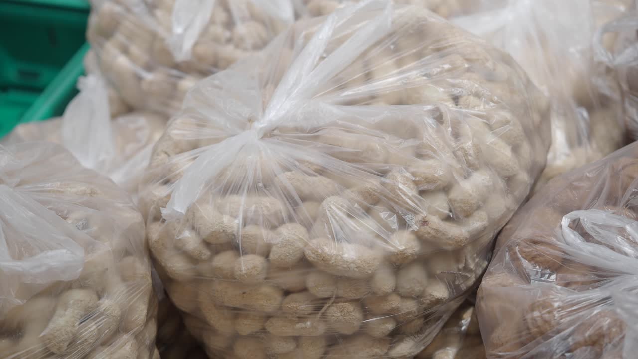 Peanuts in Shells Packaged in Clear Plastic Bags