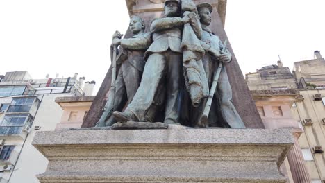 military statue closeup with recoleta neighborhood background at buenos aires argentina