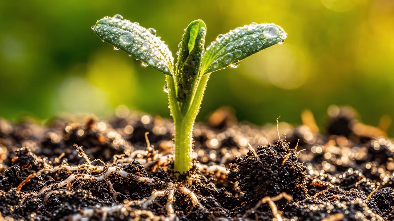 A Vibrant Transformation: Witnessing the Growth Journey of a Seedling Amidst Nutrient-Rich Soil as It Emerges and Flourishes in a Sunlit Garden Oasis