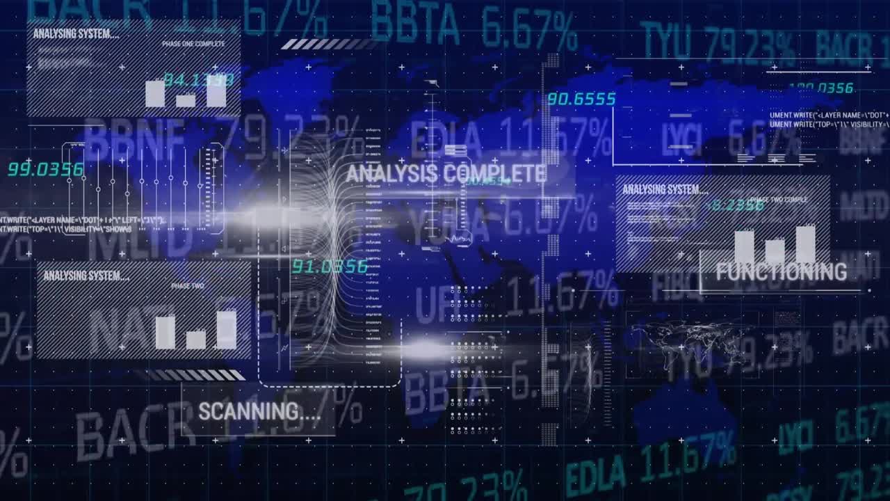 세계 지도에 대한 통계 및 데이터 처리의 애니메이션