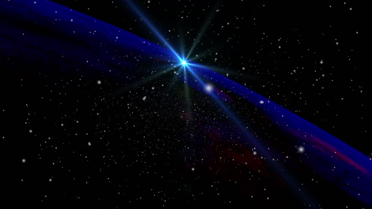 회전하는 밝은 별이 있는 행성의 표면