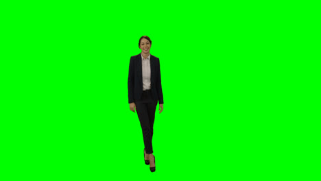 portrait of smiling businesswoman standing with hands on hip