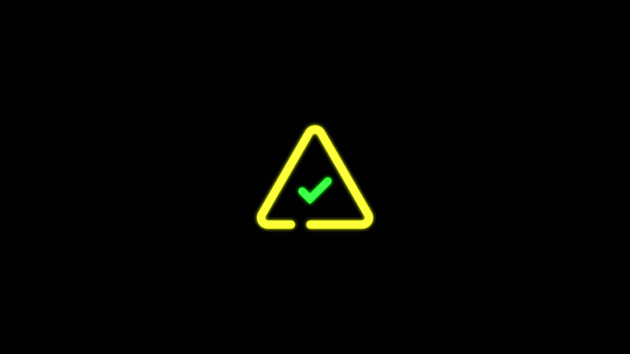 Animated Yellow Warning Sign with Green Checkmark