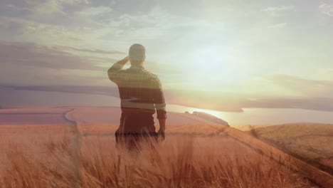 man viewing his wheat field