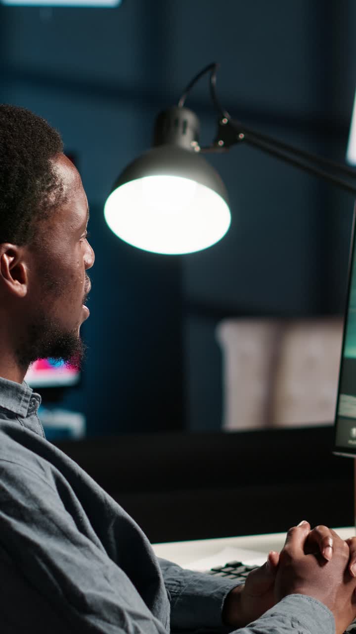 Man on Video Call at Home Office