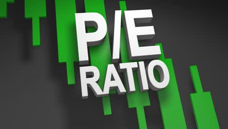 relación p/e, relación precio a ganancias animación de título en 3d para el mercado de valores