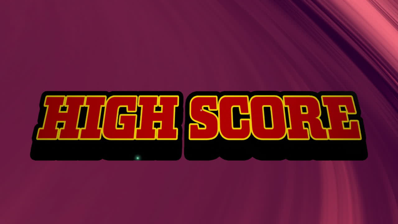 animación de texto de alta puntuación sobre flash y fondo rosado brillante