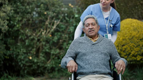 old man, woman nurse and support with elderly