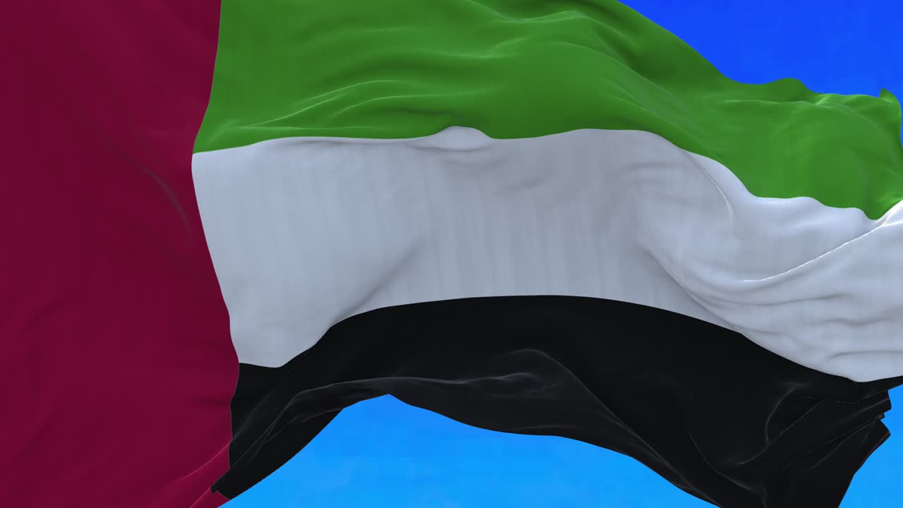 agitando la bandera de los emiratos árabes unidos.