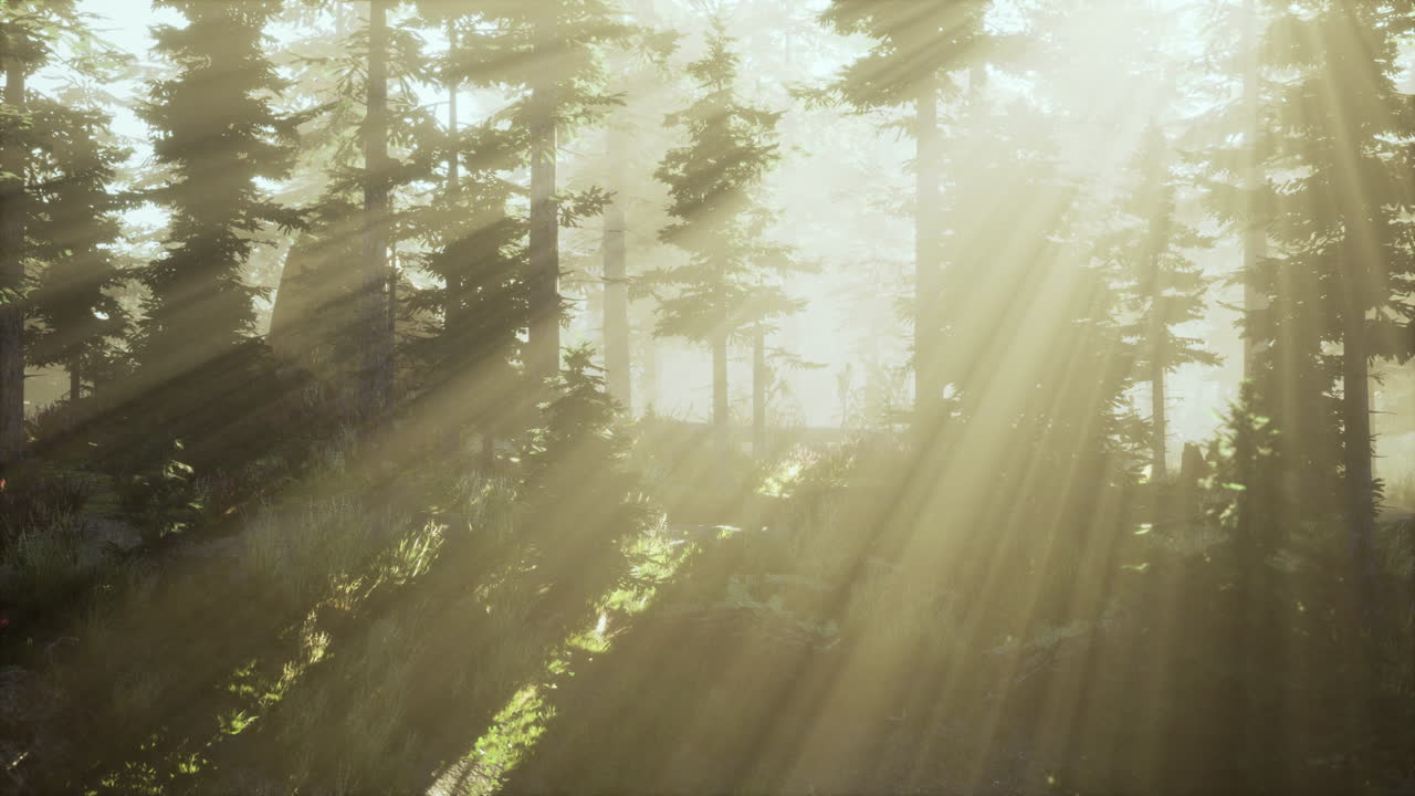 안개 숲 을 가로지르는 빛