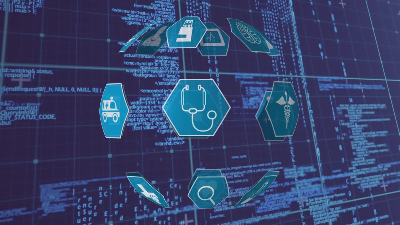 iconos médicos y códigos de programas