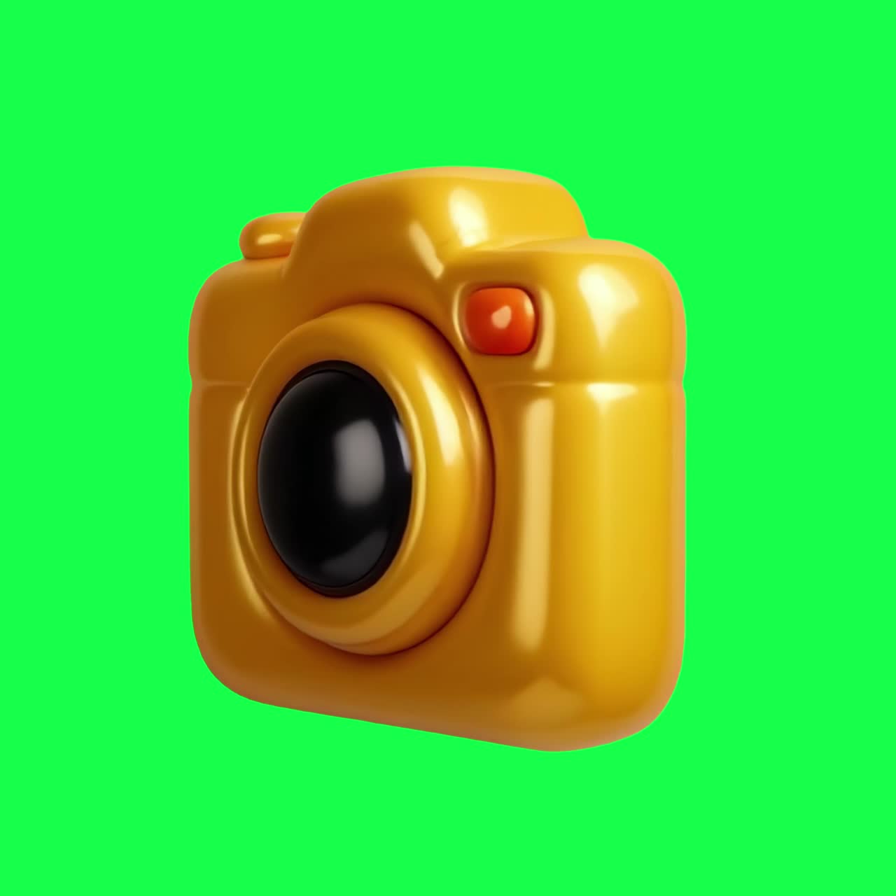 Vibrant playful camera icon animation, transparent 4K video, green screen