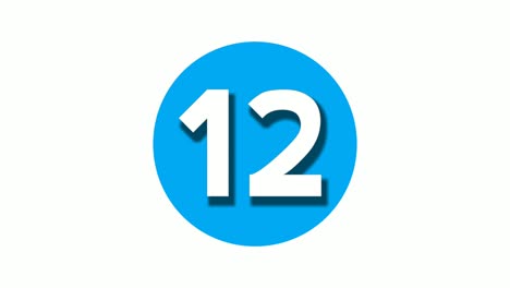 Number-12-twelve-sign-symbol-animation-motion-graphics-on-blue-circle-white-background,cartoon-video-number-for-video-elements