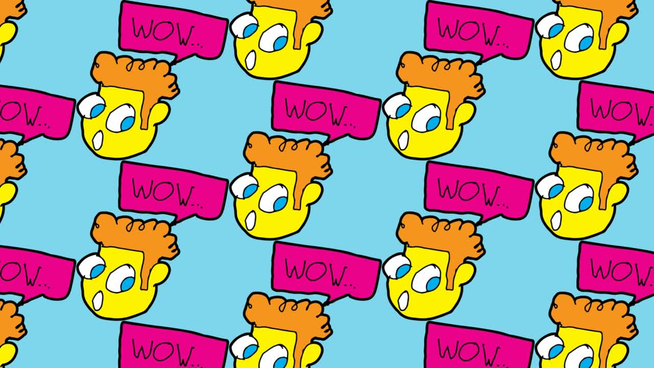 아이들이 팝 아트를 그리고 있습니다. 와우라는 주제로 매이지 않는 배경입니다.