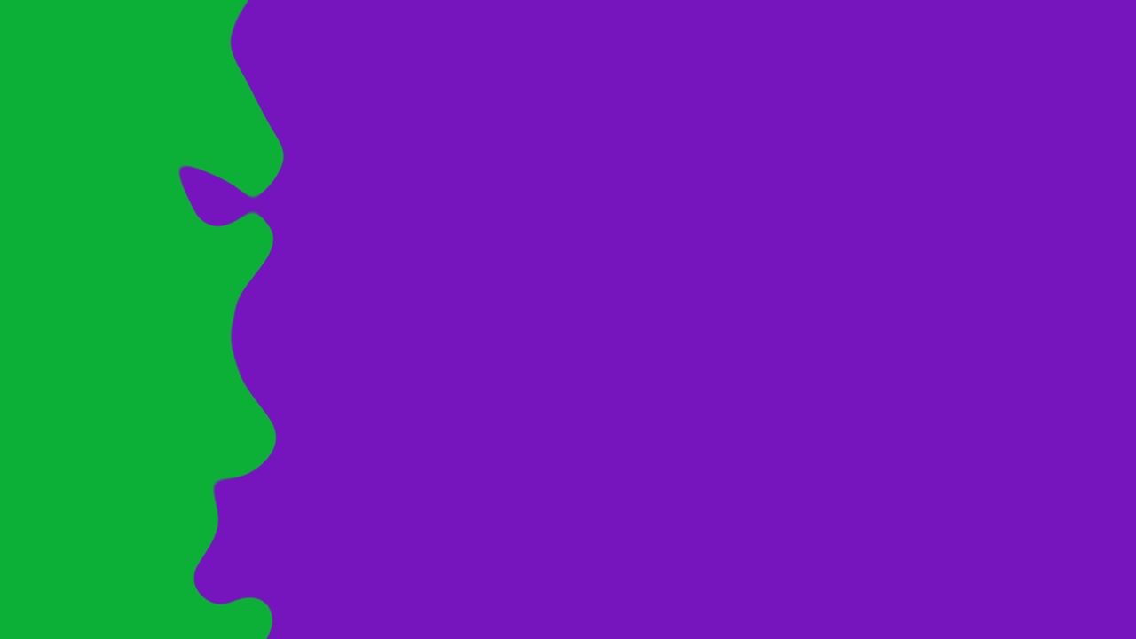 Animação de motion graphics em loop de tela verde com transições de limpeza de líquido viscoso roxo, animação com canal alfa, efeito visual de máscara de padrão transparente, filmagem 4K com fundo transparente.