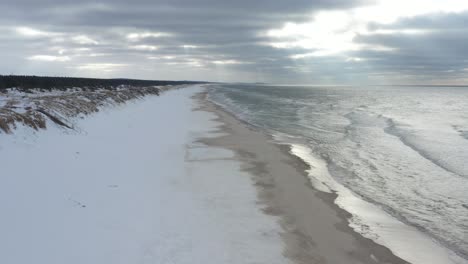 drone aerial view of baltic sea coast.  curonian spit, lithuania